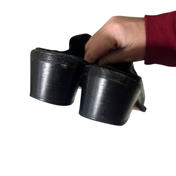 Kenneth Cole women's shoes 35 US 5 black leather slip on pointy toe block heel - Picture 4 of 8